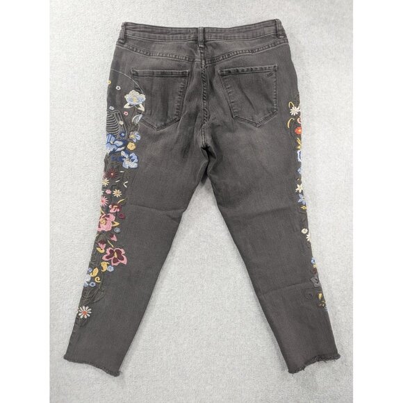 William Rast Jeans Womens 30 Black Perfect Skinny Embroidered Floral Skeleton - Picture 12 of 16